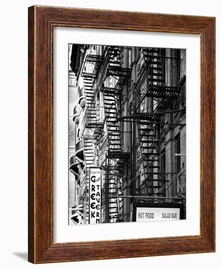 Stairways, Fire Escapes, Black and White Photography, Street Times Square, Manhattan, New York, US-Philippe Hugonnard-Framed Photographic Print