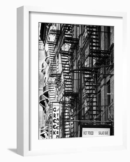 Stairways, Fire Escapes, Black and White Photography, Street Times Square, Manhattan, New York, US-Philippe Hugonnard-Framed Photographic Print