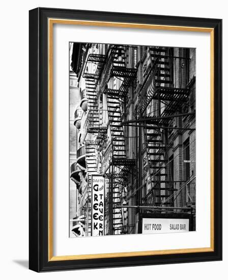 Stairways, Fire Escapes, Black and White Photography, Street Times Square, Manhattan, New York, US-Philippe Hugonnard-Framed Photographic Print