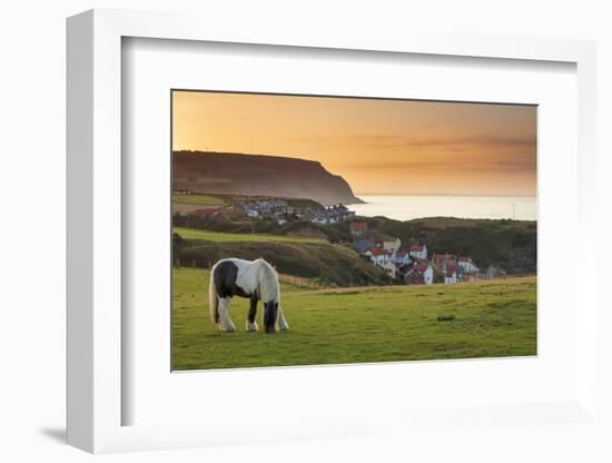 Staithes fishing village and distant Boulby Cliffs, England-John Potter-Framed Photographic Print