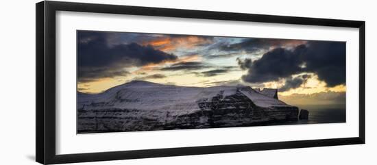 Stakkur Cliffs in winter at sunset, Streymoy, Faroe Islands, Denmark-Panoramic Images-Framed Photographic Print