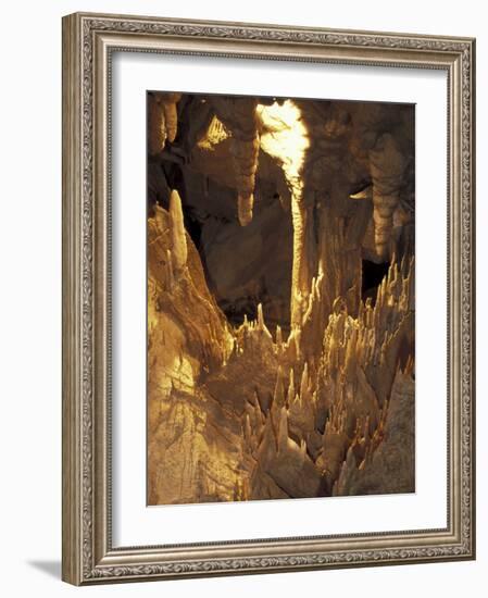 Stalactites and Stalagmites, Drapery Room, Mammoth Cave National Park, Kentucky, USA-Adam Jones-Framed Photographic Print