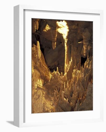 Stalactites and Stalagmites, Drapery Room, Mammoth Cave National Park, Kentucky, USA-Adam Jones-Framed Photographic Print