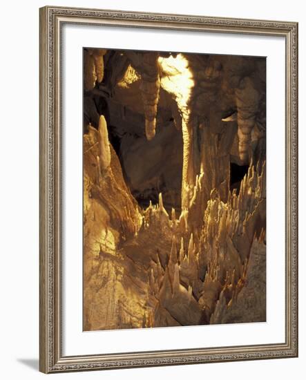 Stalactites and Stalagmites, Drapery Room, Mammoth Cave National Park, Kentucky, USA-Adam Jones-Framed Photographic Print