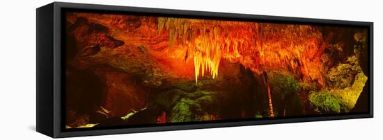 Stalactites and Stalagmites Formation in a Cave, Carlsbad Caverns National Park-null-Framed Stretched Canvas