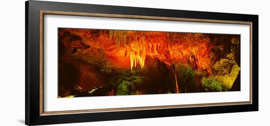 Stalactites and Stalagmites Formation in a Cave, Carlsbad Caverns National Park-null-Framed Photographic Print