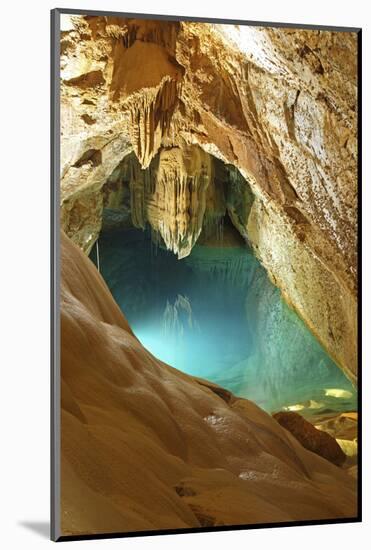 Stalactites and Turquoise Pool, Grotte De Trabuc, France-Mark Taylor-Mounted Photographic Print