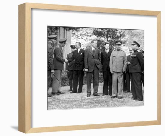 Stalin and Voroshilov at the Tehran Conference 1943-null-Framed Giclee Print