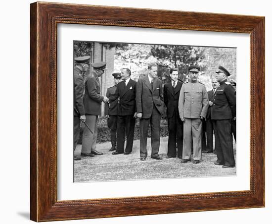 Stalin and Voroshilov at the Tehran Conference 1943-null-Framed Giclee Print