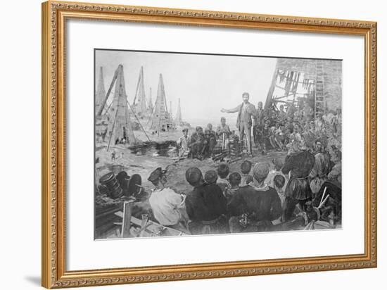 Stalin Haranguing Workers in Baku-null-Framed Giclee Print