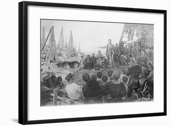 Stalin Haranguing Workers in Baku-null-Framed Giclee Print