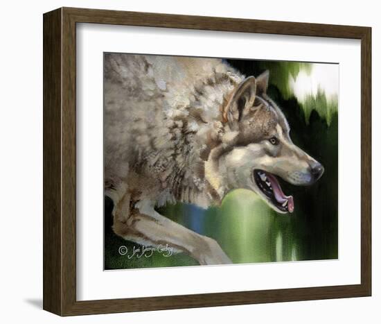 Stalking Gray Wolf-Joni Johnson-Godsy-Framed Giclee Print