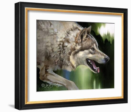 Stalking Gray Wolf-Joni Johnson-Godsy-Framed Giclee Print