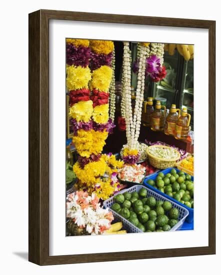 Stall Selling Fruit and Flower Garlands for Temple Offerings, Southeast Asia-Amanda Hall-Framed Photographic Print