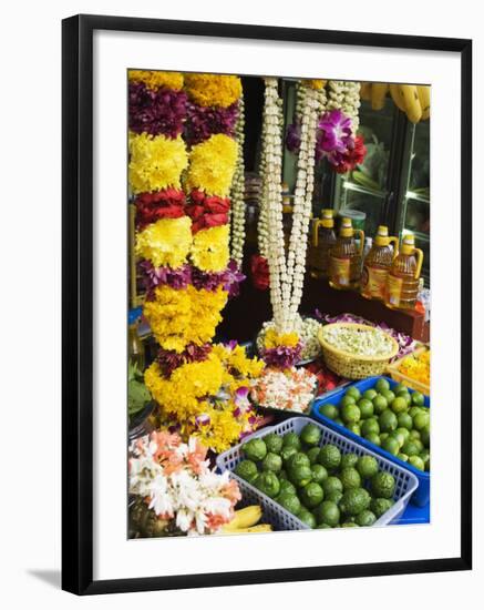 Stall Selling Fruit and Flower Garlands for Temple Offerings, Southeast Asia-Amanda Hall-Framed Photographic Print