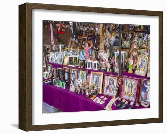 Stall selling holy images, Fiesta of the Virgin of Guadalupe, patron of Mexico, Oaxaca, Mexico, Nor-Melissa Kuhnell-Framed Photographic Print
