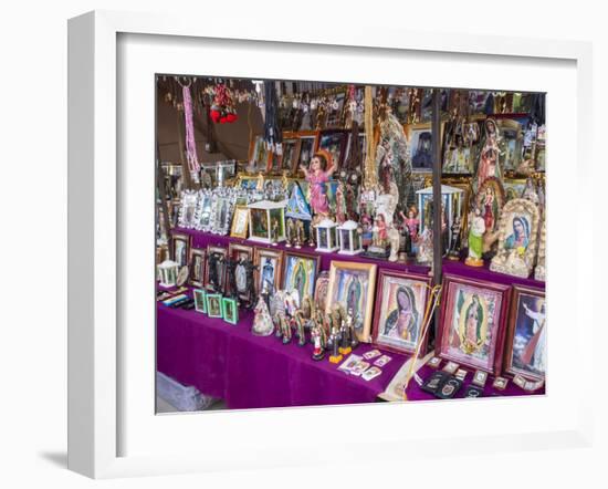 Stall selling holy images, Fiesta of the Virgin of Guadalupe, patron of Mexico, Oaxaca, Mexico, Nor-Melissa Kuhnell-Framed Photographic Print