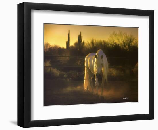 Stallion in the Garden (color)-Barry Hart-Framed Art Print