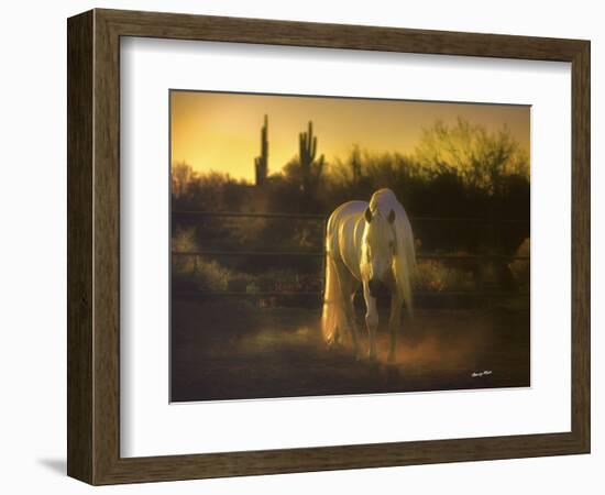 Stallion in the Garden (color)-Barry Hart-Framed Art Print