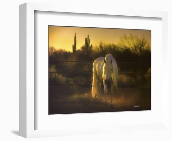 Stallion in the Garden (color)-Barry Hart-Framed Art Print