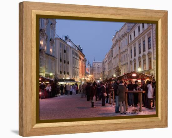 Stalls and People at Christmas Market, Stadtplatz, Steyr, Oberosterreich (Upper Austria)-Richard Nebesky-Framed Premier Image Canvas