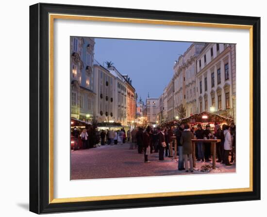 Stalls and People at Christmas Market, Stadtplatz, Steyr, Oberosterreich (Upper Austria)-Richard Nebesky-Framed Photographic Print