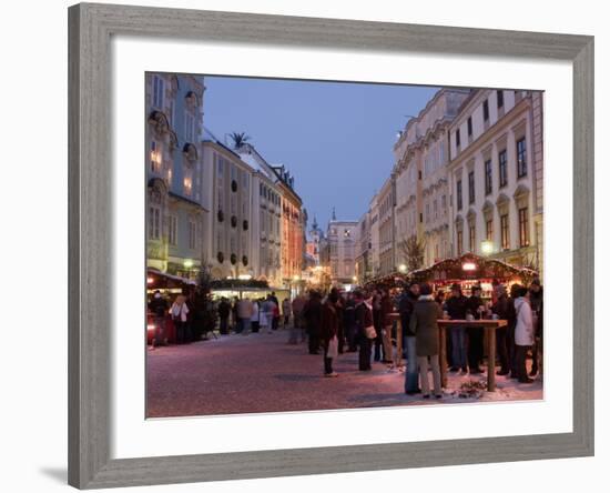 Stalls and People at Christmas Market, Stadtplatz, Steyr, Oberosterreich (Upper Austria)-Richard Nebesky-Framed Photographic Print