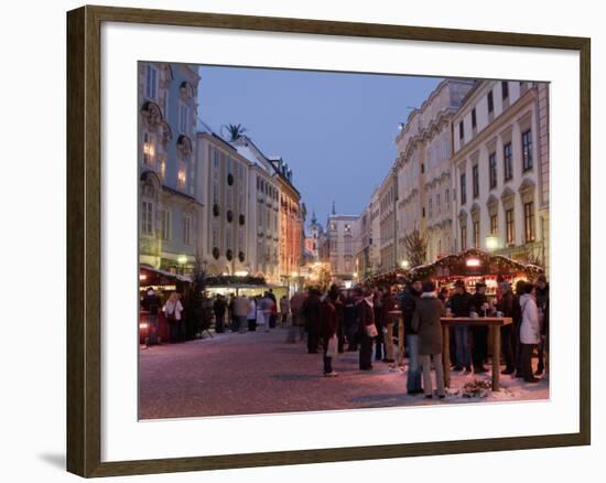 Stalls and People at Christmas Market, Stadtplatz, Steyr, Oberosterreich (Upper Austria)-Richard Nebesky-Framed Photographic Print