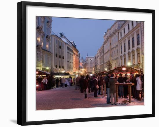 Stalls and People at Christmas Market, Stadtplatz, Steyr, Oberosterreich (Upper Austria)-Richard Nebesky-Framed Photographic Print