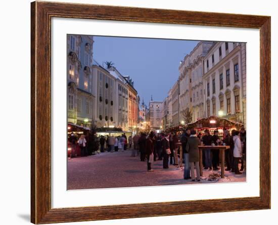 Stalls and People at Christmas Market, Stadtplatz, Steyr, Oberosterreich (Upper Austria)-Richard Nebesky-Framed Photographic Print