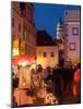 Stalls at Christmas Market With Renaissance Tower, Svornosti Square, Cesky Krumlov, Czech Republic-Richard Nebesky-Mounted Photographic Print