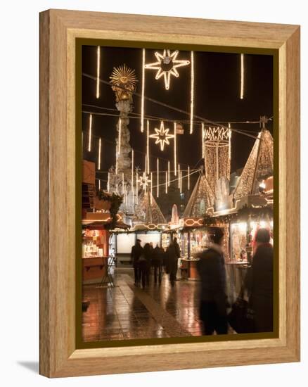 Stalls of Christmas Market, With Baroque Trinity Column in Background, Hauptplatz, Linz, Austria-Richard Nebesky-Framed Premier Image Canvas