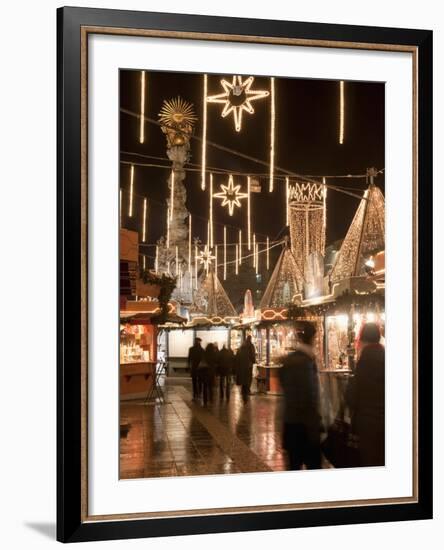 Stalls of Christmas Market, With Baroque Trinity Column in Background, Hauptplatz, Linz, Austria-Richard Nebesky-Framed Photographic Print