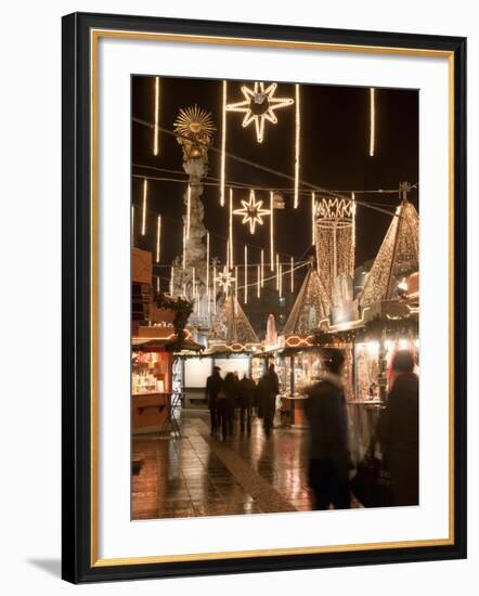 Stalls of Christmas Market, With Baroque Trinity Column in Background, Hauptplatz, Linz, Austria-Richard Nebesky-Framed Photographic Print