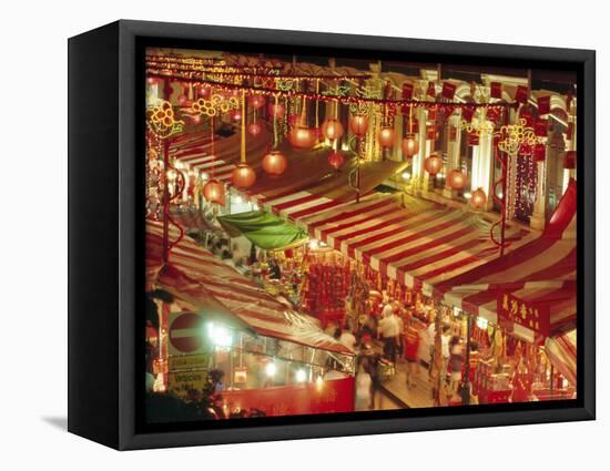 Stalls with Lanterns, Chinatown, Singapore-Charcrit Boonsom-Framed Premier Image Canvas