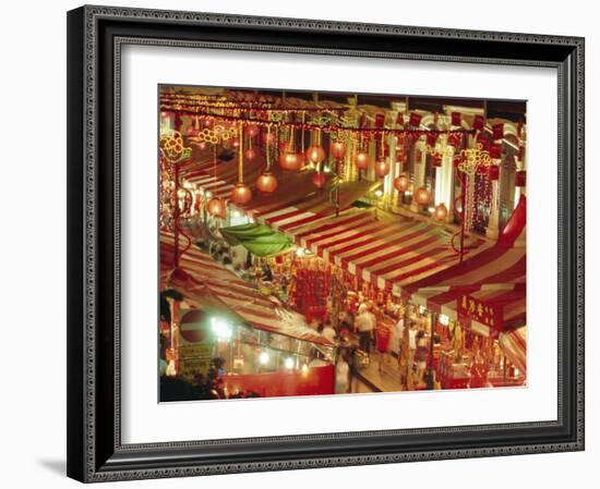 Stalls with Lanterns, Chinatown, Singapore-Charcrit Boonsom-Framed Photographic Print