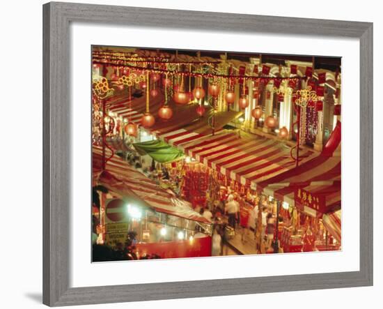 Stalls with Lanterns, Chinatown, Singapore-Charcrit Boonsom-Framed Photographic Print