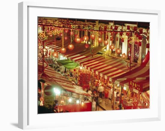 Stalls with Lanterns, Chinatown, Singapore-Charcrit Boonsom-Framed Photographic Print