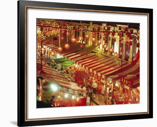 Stalls with Lanterns, Chinatown, Singapore-Charcrit Boonsom-Framed Photographic Print