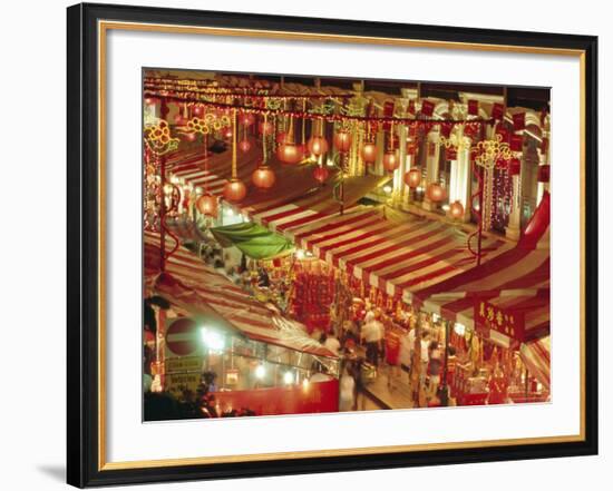 Stalls with Lanterns, Chinatown, Singapore-Charcrit Boonsom-Framed Photographic Print