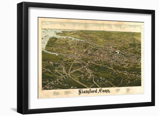 Stamford, Connecticut - Panoramic Map-Lantern Press-Framed Art Print