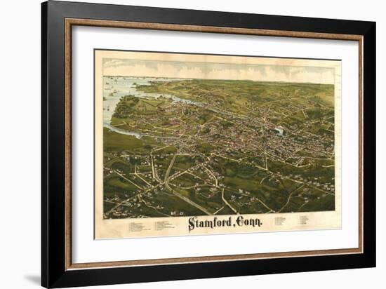 Stamford, Connecticut - Panoramic Map-Lantern Press-Framed Art Print