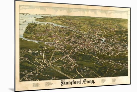 Stamford, Connecticut - Panoramic Map-Lantern Press-Mounted Art Print