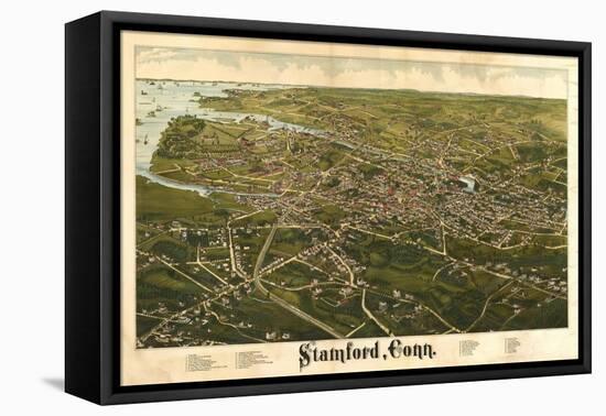Stamford, Connecticut - Panoramic Map-Lantern Press-Framed Stretched Canvas