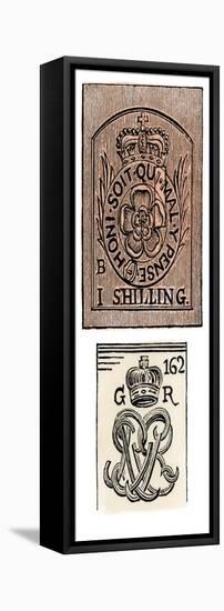 Stamp Act Stamps Issued by the British Government Before the American Revolution-null-Framed Premier Image Canvas