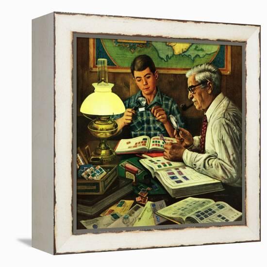 "Stamp Collecting", February 27, 1954-Stevan Dohanos-Framed Premier Image Canvas