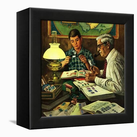 "Stamp Collecting", February 27, 1954-Stevan Dohanos-Framed Premier Image Canvas