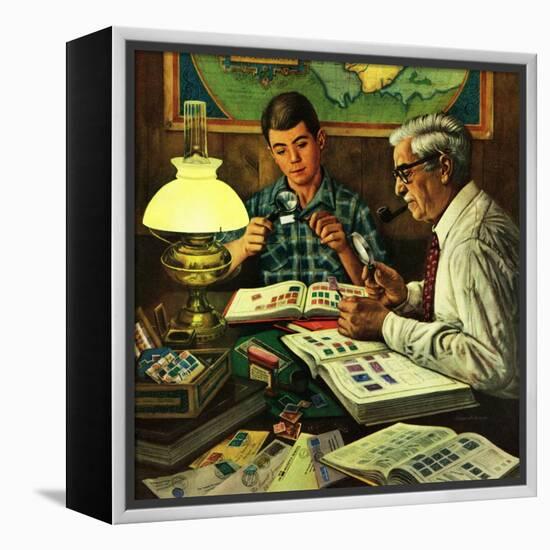 "Stamp Collecting", February 27, 1954-Stevan Dohanos-Framed Premier Image Canvas