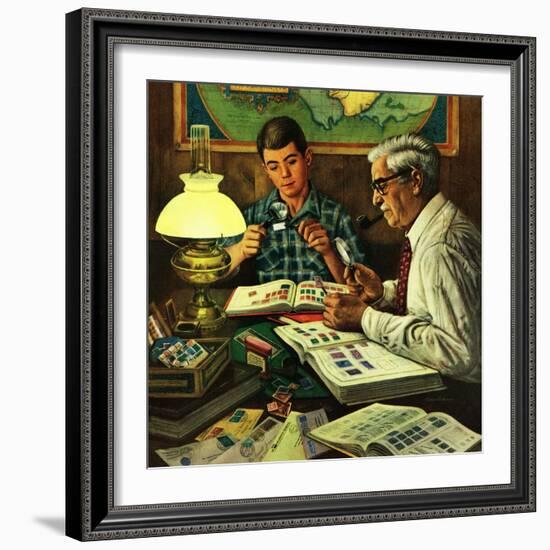 "Stamp Collecting", February 27, 1954-Stevan Dohanos-Framed Giclee Print