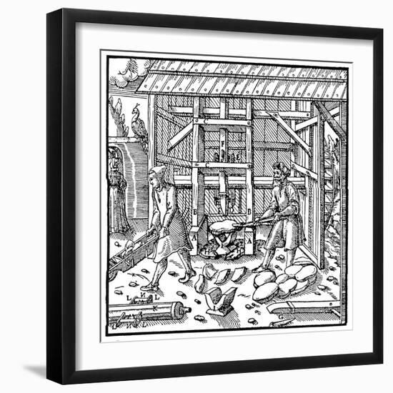 Stamp for Breaking Copper Cupellation Cakes for Further Refining, 1556-null-Framed Giclee Print